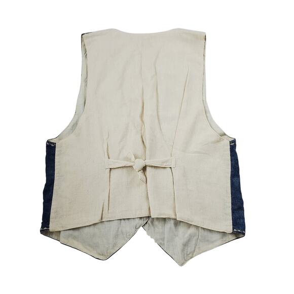 OO Designs 100% Cotton Western Style Vest Unisex Small Blue Denim Embroiled Rare - Picture 7 of 12